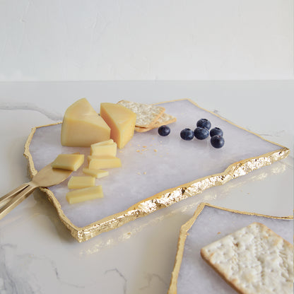 WHITE QUARTZ PLATTER & COASTERS SET